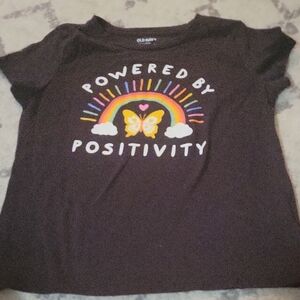 Old Navy Kids T-Shirt - Black with Rainbow Design